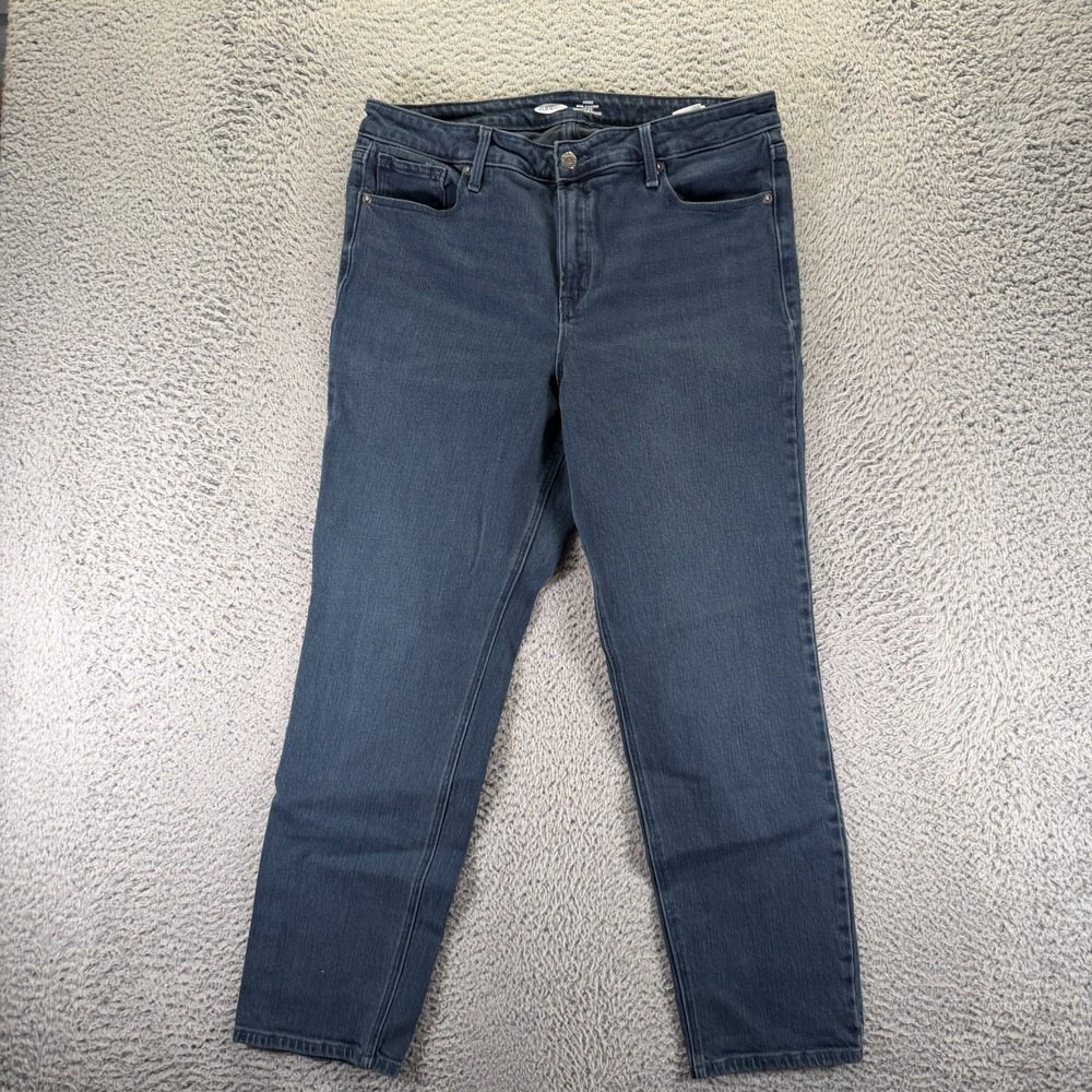 Old Navy Power Jeans Womens 14 Blue Cotton Denim Straight Slim High-Rise Stretch